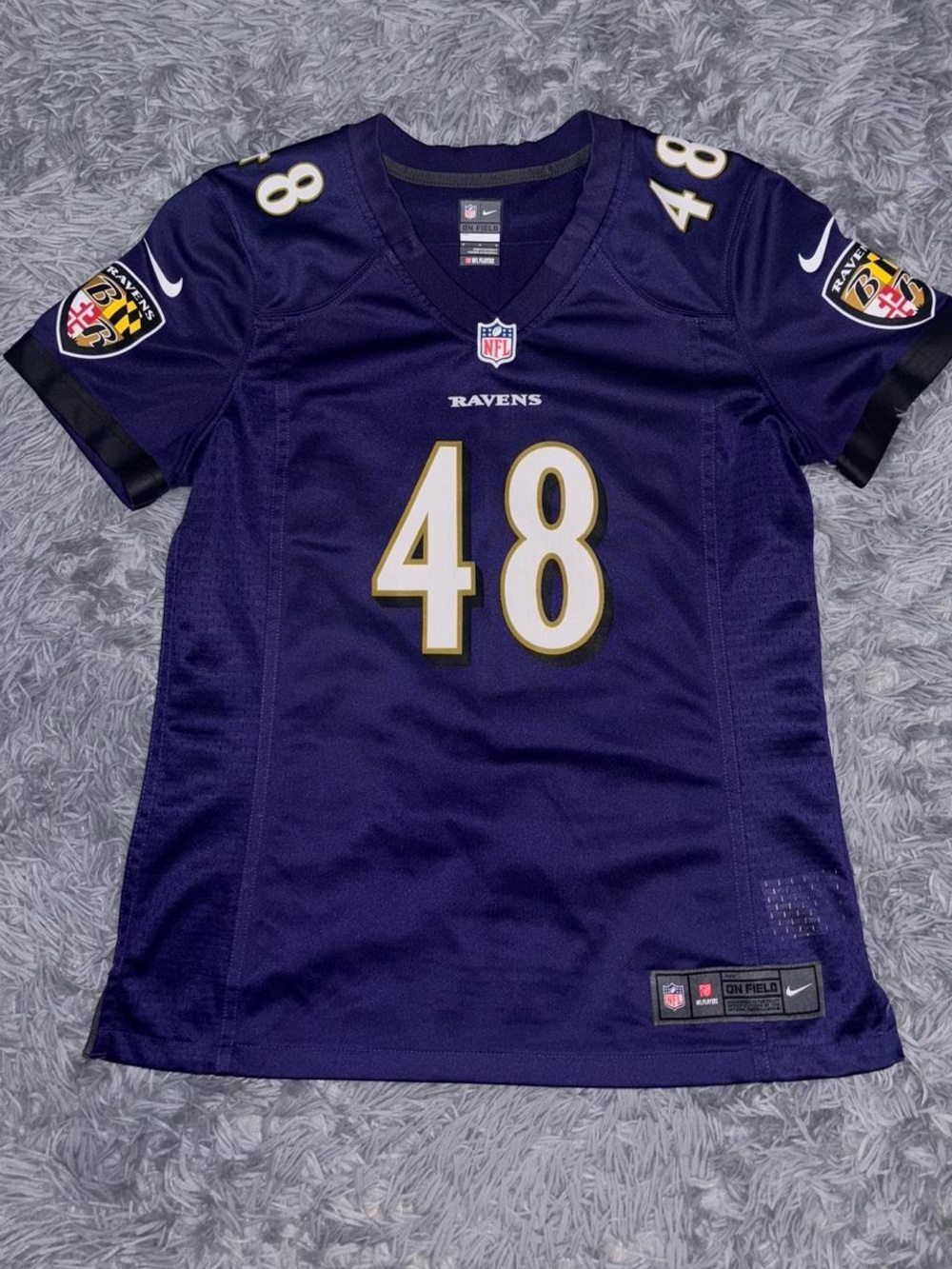 Baltimore Ravens Women’s Nike Purple V-Neck Jersey #48 Queen Medium Football NFL